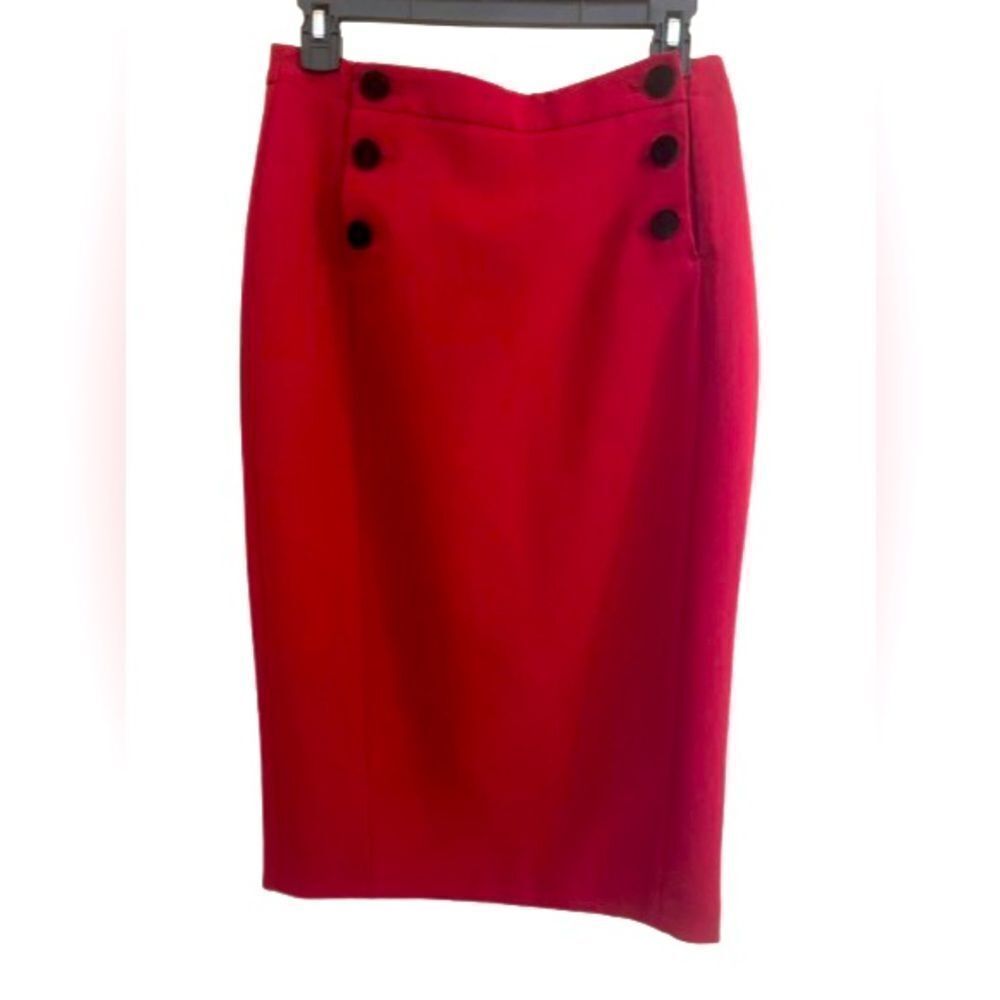 FRNCH Red Midi Pencil Skirt for Work